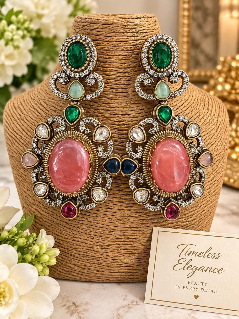 Timeless Elegance Pink Statement Drop Earrings